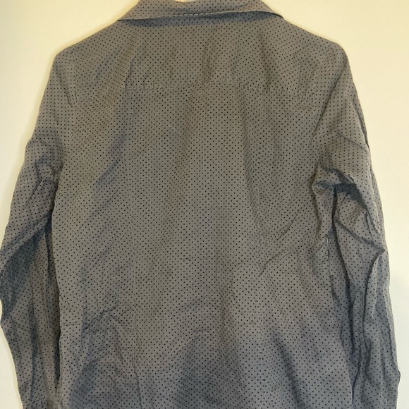 Ann Taylor LOFT Petites Gray Polka Dot Button Down Shirt - Picture 3 of 3
